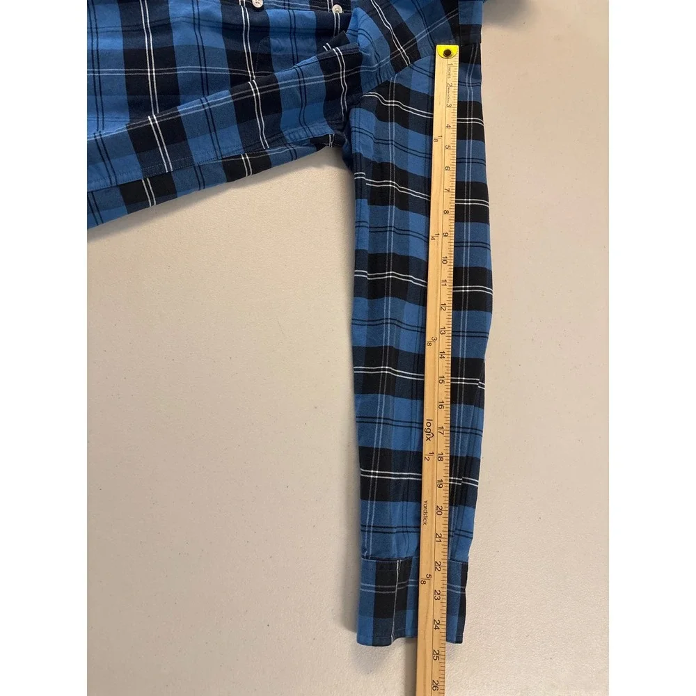 J.Crew Men's Medium Blue Plaid Cotton Button Down‎ Oxford Long Sleeve Shirt